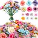 TBoxBo 220 Pieces Mini Flower Heads,Artificial Rose Flowers with Stems,Multicolor Daisy Roses Elegant Faux for Weddings, Bouquets Parties, Home Decorations (9j3s5w2yr25)