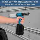 Wadoy Air Rivet Gun Kit,3500 lbf Pneumatic Rivet Gun Heavy Duty Air Riveter with 4 Nosepieces (3/32",1/8",5/32",3/16")&Hydraulic Riveting System, Industrial Air Rivet for Manufacturing, Metal Work