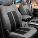 Leather Car Seat Covers for Dodge Ram 1500 4 Door 2012-2018 Crew Cab, Custom Fit Truck Seat Protectors Full Set, Gray Black (Bucket Seat with 40/60 Split Rear Curved Bench)