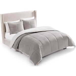 UGG Blissful Queen Comforter Set with 2 Pillow Shams, Reversible Quilted Bed Comforter, Ultra Warm Winter Bed Set, Down Alternative Bedding, Full/Queen Size, Seal Grey