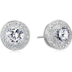 Amazon Essentials Cubic Zirconia Classic Halo Stud Earrings in Sterling Silver, (previously Amazon Collection)