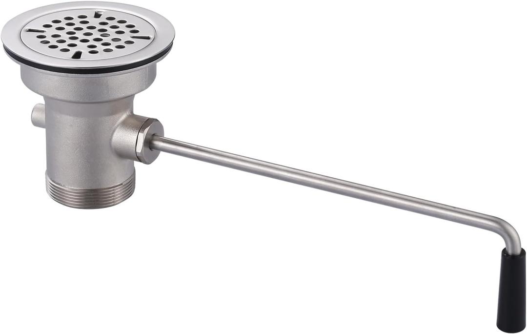 Commercial Sink Drain: 3-1/2" Sink Opening Waste Drain Valve - Brass Commercial Kitchen Sink Drain with Twist Handle - Prevents Sink Clogged Overflow for Commercial Restaurant Multi-Basin Sink