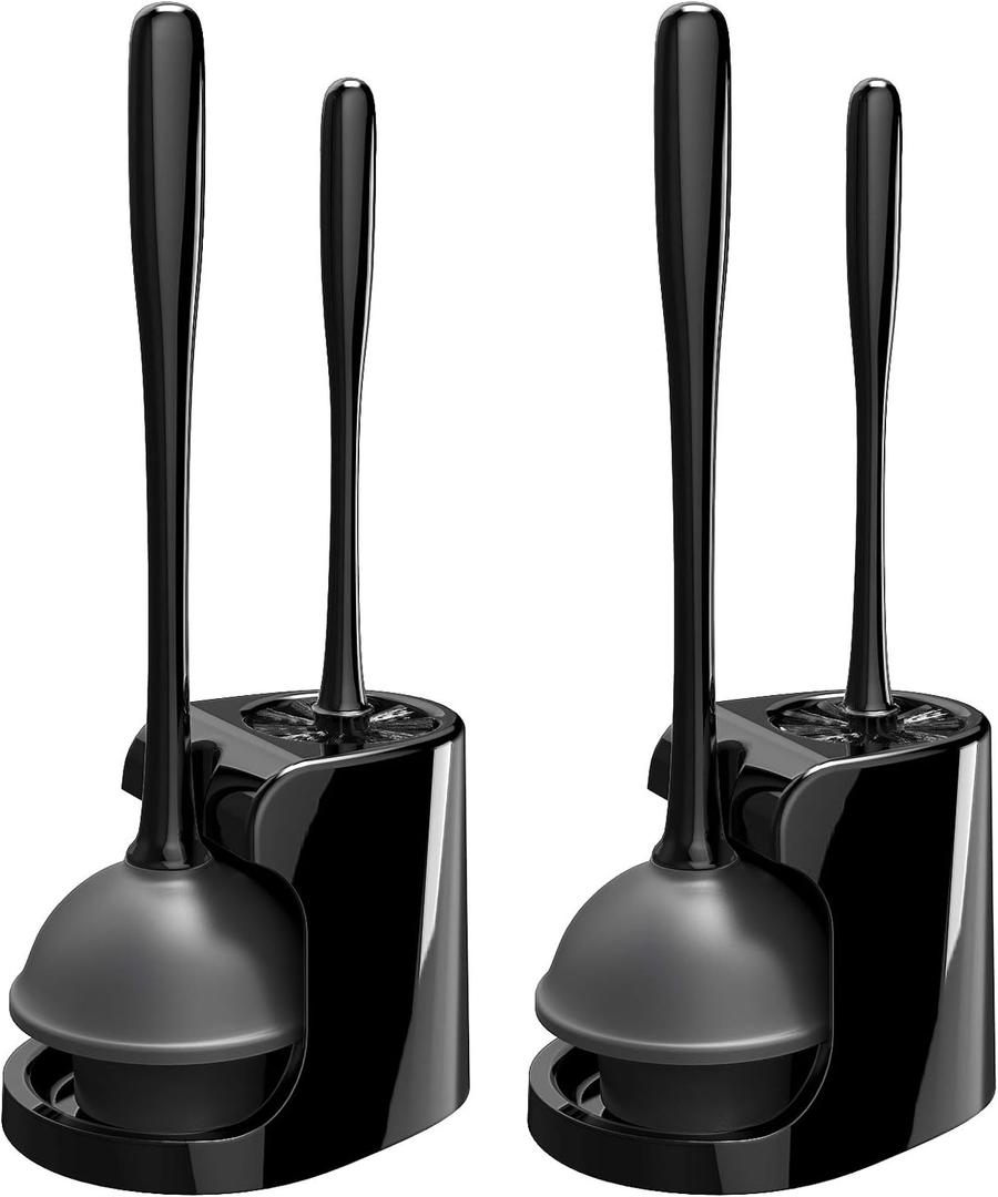 MR.SIGA Toilet Plunger and Bowl Brush Combo for Bathroom Cleaning, Black, 2 Sets MR.SIGA Toilet Plunger and Bowl Brush Combo for Bathroom Cleaning, Black, 2 Sets