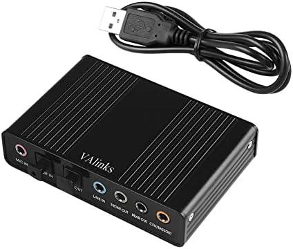 VAlinks USB 2.0 External Sound Card 6 Channel 5.1 Surround Optical S/PDIF Audio Sound Card Adapter for PC Laptop Recording Compatible with Windows 10/8 / 7/ XP