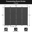 Kokorona 4 Panel Room Divider, 6FT Tall Folding Privacy Screen Wall Dividers, Portable Privacy Screen Freestanding Room Divider for Room Separation, Included - Cover Strips, Grey, 88''W x 71''H
