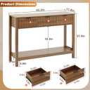 Nasonet Fluted Console Table, Wooden Sofa Table with Storage and Drawers, Behind Couch Table Modern Entryway Table for Entrance, Hallway, Living Room, Brown, 43.3 x 11.8 x 31.5 inches