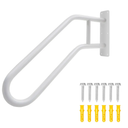 25 Inch Heavy Duty White Metal Stair Railing Outdoor - Garage, Porch, Garden Steps Rails, U-Shaped Powder Coated Hand Rails for Seniors, Indoor Staircase Handrail