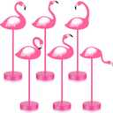Wenqik Set of 6 Flamingo Wood Tall Standing Block Set Tropical Bird Table Centerpieces Toppers Summer Pink Flamingo Table Sign for Home Office Desk Tier Tray Decor Party Supplies