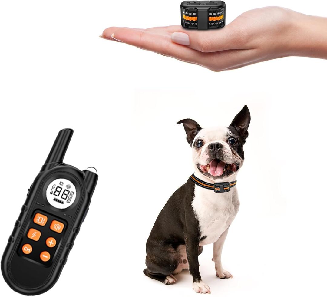 Tiniest Dog Shock Collar, Lightest Dog Training Collar with Remote for Small Dogs 5-15lbs & Medium Large Dogs/Puppies, Waterproof, Rechargeable, 1300ft Range (Orange&Ultra Tiny)