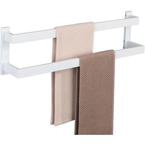 Alise Double Bath Towel Bars Towel Racks for Bathroom Lavatory,Wall Mount Towel Holder SUS304 Stainless Steel Towel Hanger Towel Rail White Finish,23.2 Inch