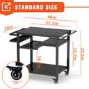 20"x 32" Three-Shelf Movable Outdoor Dining Cart Table, Multifunctional Food Prep Stand, Outdoor Grill Table with Wheels