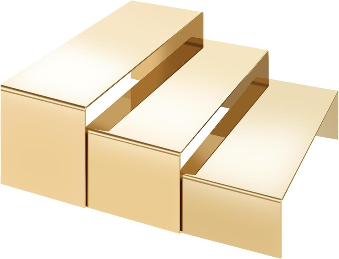 Purse Display Stand, 3 Pcs Large Stainless Steel Gold Risers Display Stands for Food Dessert Cupcake Shoe Perfume Jewelry Handbag Purse Figure Purse Display Stand, 3 Pcs Large Stainless Steel Gold Risers Display Stands for Food Dessert Cupcake Shoe Perfume Jewelry Handbag Purse Figure