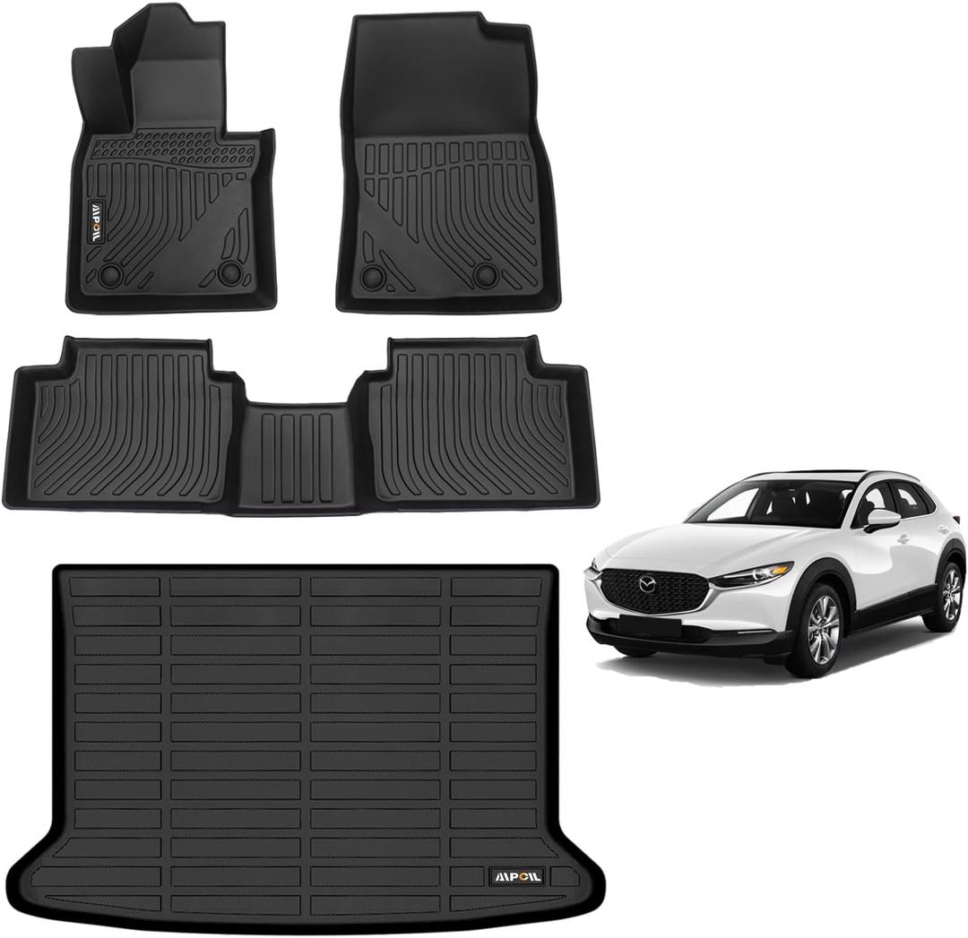 AIPOIL Floor Mats & Cargo Liner Set for 2020-2024 2025 Mazda CX30 All Weather Protection Easy to Clean Full Set Automobile mats Accessories, Black