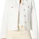 Amazon Essentials Women's Regular-Fit Low Stretch Denim Button-Front Trucker Jacket, White, Small