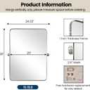 MOON MIRROR 20" x 28" Brushed Nickel Metal Framed Pivot Rectangle Bathroom Mirror, Silver Tilting Rounded Rectangular Vanity Mirror for Wall Mounted Hangs Vertical Only