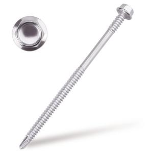 #14 x 5 (25 pcs) Hex Washer Head Self Drilling Screws, 410 Stainless Steel Metal Sheet Tek Screws, Self Tapping Point, No Pre-drilled Hole Needs