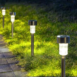 GIGALUMI Solar Pathway Lights, Stainless Steel IP44 Waterproof Auto On/Off Outdoor LED Solar Landscape Lights for Garden, Yard, Patio, Path and Walkway(12 Pack, Cold White)