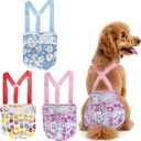 3 Pack Washable Female Dog Diapers with Suspender - Reusable Super Absorbent & Leakproof Fixed Doggie Diapers for Dogs in Heat Cycle L