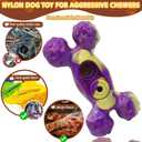Magicorange Dog Chew Toys for Aggressive Chewers, 1 Pack Indestructible Toy for Medium/Large Breed, Nylon Dog Toys to Keep Them Busy,Bacon Flavor (Purple)