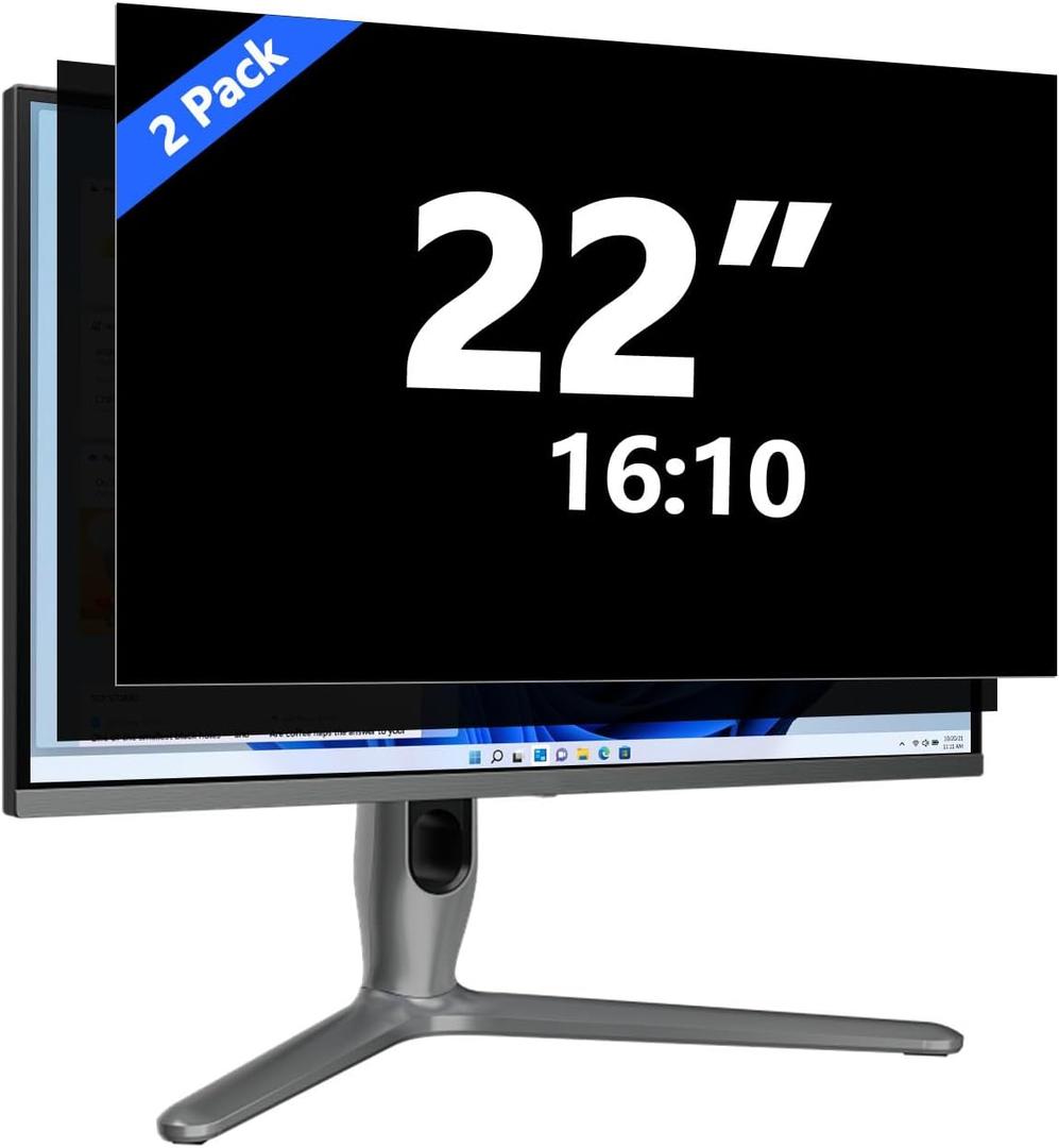 [2-Pack] 22 Inch Computer Privacy Screen for 16:10 Monitor, Removable Anti Glare Blue Light Filter & Anti-Scratch Protector Film - Eye Protection Privacy Shield for Desktop Monitors