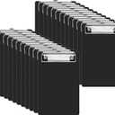 24 Pack Small Clipboards 4.7 x 7.3 Inch Mini Clipboards with Pen Holder Clip A6 Memo Clipboard Plastic Pocket Clipboard with Profile Clip for School Office Restaurant Cafe Hotel (Black)