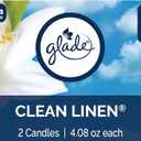 Glade 1-Wick Scented Candle Jar, Clean Linen, Air Freshener Infused with Essential Oils, 4.08 Oz, 2 Count