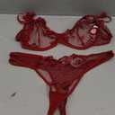 Lilosy Sexy Floral Embroidered Flower Mesh Underwire Push Up Lingerie Set (XX-Large)