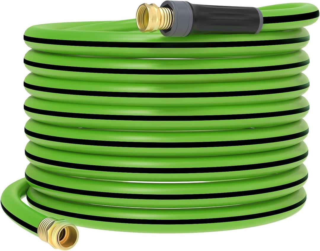 Hybrid Hose 100ft x 5/8", Short Garden Water Hose Heavy Duty, Flexible, Lightweight Hybrid Water Hose with Swivel Handle,3/4'' Brass Fittings, Available For Reel Cart Backyard Burst 500 PSI (Green)