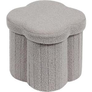 B FSOBEIIALEO Storage Ottoman Cube, Flowers Shaped Ottomans with Storage Foot Stool Footrest for Lving Room, Boucle Ottoman Seat for Dorm Room,Faux Teddy Fur, Grey 12.6"x12.6"x12.6"