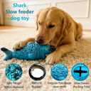 Dog Toys for Aggressive Chewers, Tough Slow Feeder Shark, Indestructible Chew Toys for Medium Large Dogs, Durable Nylon Rubber, Bacon Flavor