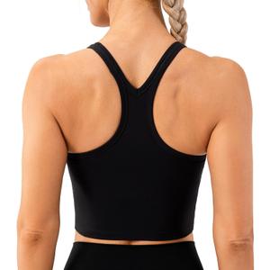 Lavento Women's Racerback Sports Bras Yoga Crop Top with Built in Bra (Brushed Black, Size 6)