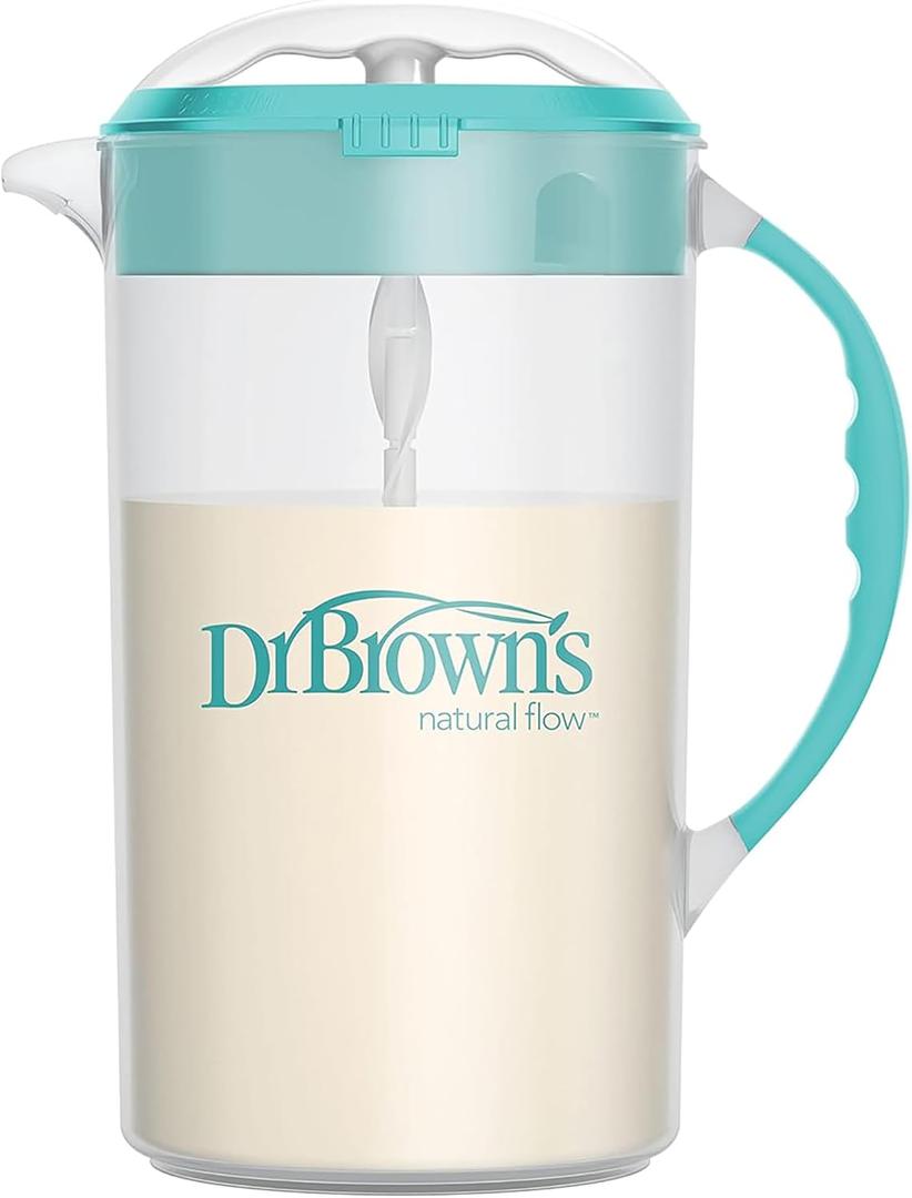 Dr. Brown's Baby Formula Mixing Pitcher with Adjustable Stopper, Locking Lid, & No Drip Spout, 32oz, BPA Free, Teal