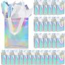 ZIFTY 32 Pcs Gift Bags with Handles Reusable Gift Bags Bulk with 64 Tissues Non-woven Goodie Bags Bags for Birthday, Wedding, Easter, Holiday Party Favors - 8W x 4L x 10H (Iridescent)