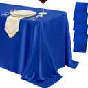 4 Pack Royal Blue Satin Tablecloth 58 x 102 Inches, Rectangular Satin Table Cloths for Wedding Reception, Birthday Party, Graduation & Holiday Banquet Tables
