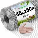 AMAGABELI GARDEN & HOME Hardware Cloth 1/4 inch 48inx50ft Galvanized After Welding Square Chicken Wire Welded Fence Mesh Roll Garden Bed Plant Supports Poultry Netting Cage Wire Snake Fence JW001