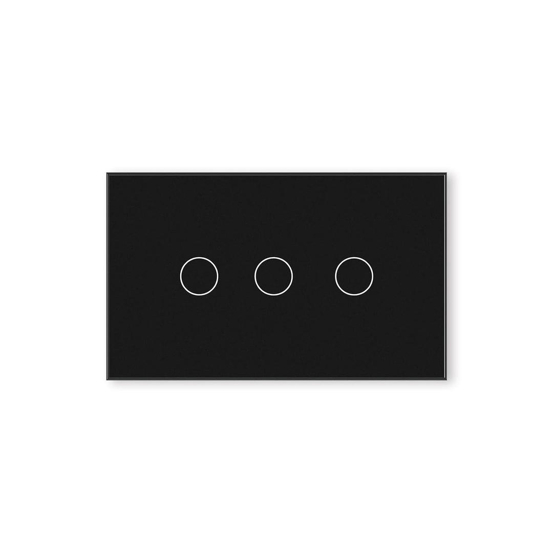 Smart Switch,4.65 X 2.83 X 1.34 Inches,2.4GHz Wi-Fi Light Switch,Neutral Wire Required,APP Control and Voice Control,Work with Tuya/Smart Life/Alexa,Tempered Glass Panel,Black 3 Button
