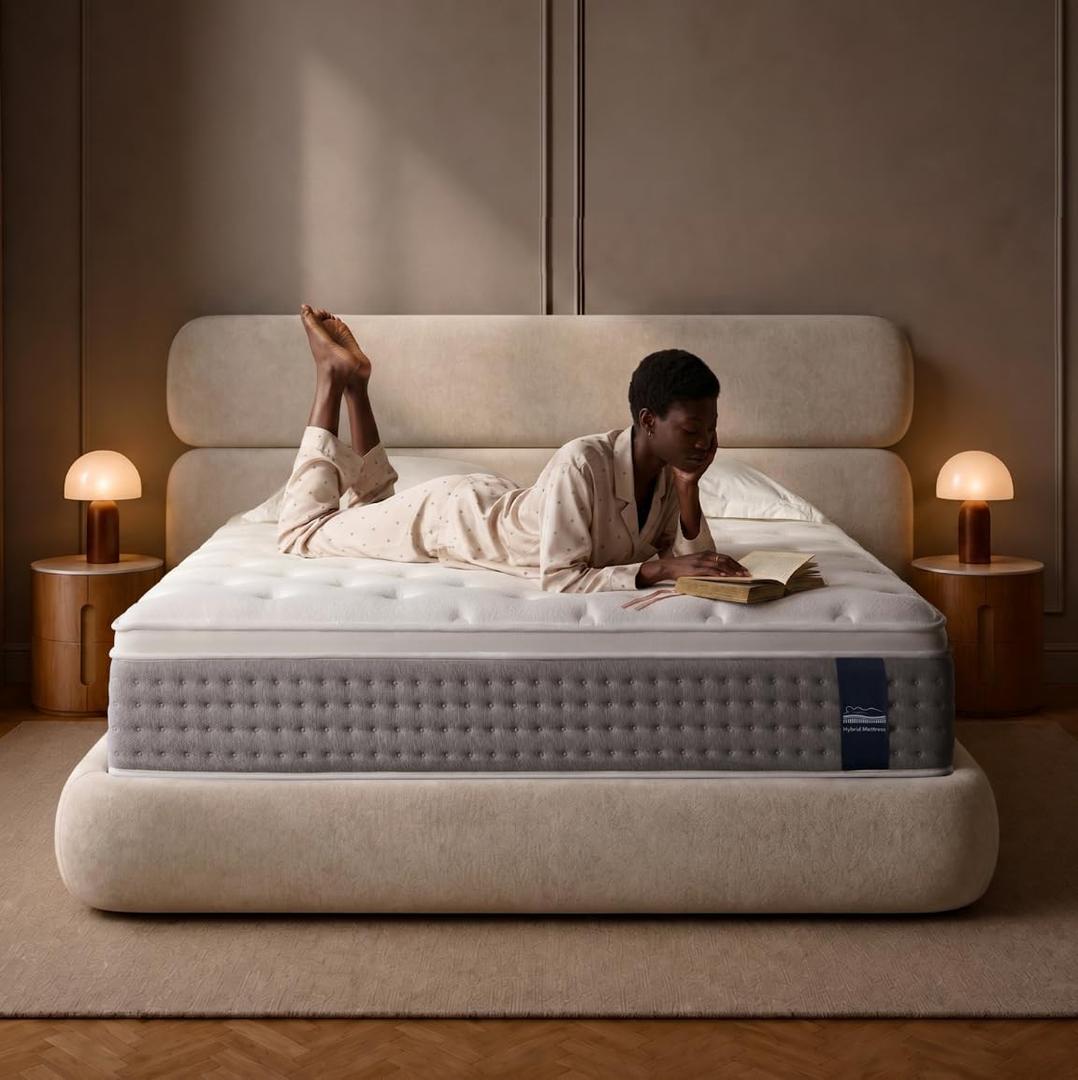 Queen Mattress, 12 Inch Hybrid Mattress with Memory Foam , Medium Firm, | Hybrid Comfort, Medium Zoned Support, Motion Isolation & Pressure Relief!