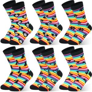 Shihanee 6 Pairs Fun Dog Lovers Crew Socks Christmas Gifts for Dog Lover Funny Rainbow Novelty Cotton Socks Pet Funny Owner Lover Gift Ideas