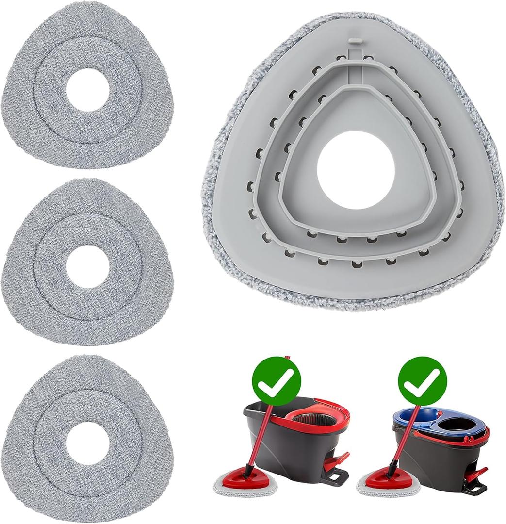 3PCS Mop Heads Replacement Compatible with OCedar EasyWring 1 Tank Rinseclean 2 Tank,Microfiber Mop Refills Mop Base Kit Compatible with O Cedar Rinseclean 2 Tank System Upgrade Kit