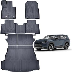 TPE Floor Mats & Cargo Liner for Toyota RAV4 Hybrid 2026 All-Weather Protection | Full Coverage | Odorless Car Mats & Trunk Tray Custom Fit Set Accessories (Not for Limited with Subwoofer) - Black