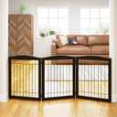 PAWLAND 72 Extra Wide Dog Gate for The House, Doorway, Stairs, Freestanding Foldable Wire Pet Gate, Pet Puppy Safety Fence,30" Height (Espresso, 3 Panels)