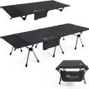 MOON LENCE Height Adjustable Camping Cot - Supports 330 lbs, Portable Folding Bed with Leg Extenders for Camping, Hiking, Sleeping, 1 Pack, Black, 14.98 inches x 23 inches x 16 inches