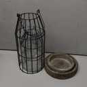 Rustic Wire Metal Cloche Set of 2 Candle Lantern Decorative Indoor Outdoor Vintage Cage Candle Holders Modern Farmhouse Decor for Fireplace Mantle Entryway Living Room Kitchen Coffee Table Centerpiece (Black/Brown)