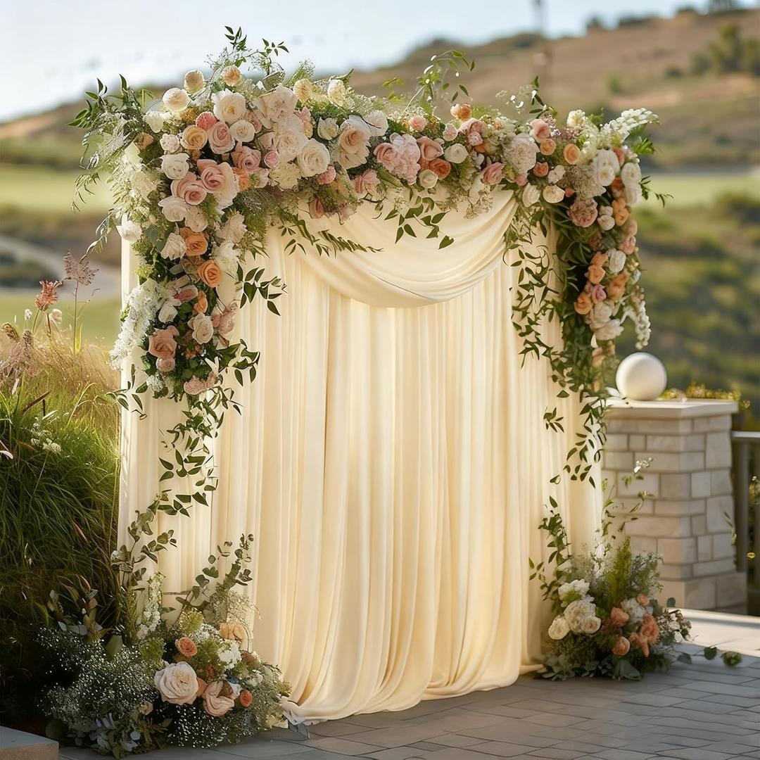 Gallety Ivory Backdrop Curtain for Wedding, Photo Backdrop Curtain for Bridal Shower Decorations - 10FT x 10FT Ivory Backdrop Fabric with Rod Pockets for Celebration,Birthday Party,Graduations Decor (W5' x H10'(2 panels)) Gallety Ivory Backdrop Curtain for Wedding, Photo Backdrop Curtain for Bridal Shower Decorations - 10FT x 10FT Ivory Backdrop Fabric with Rod Pockets for Celebration,Birthday Party,Graduations Decor (W5' x H10'(2 panels))