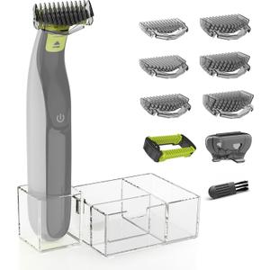 KIONCARE Guards Kit Plus for Philips Norelco OneBlade, 1-6mm Guide Combs, Replacement Body Comb, Protective Cap and Organizer Stand