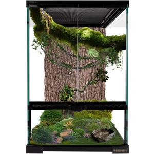 11 Gallon Reptile Glass Tank Vertical Terrarium 12"x12"x18" Habitat Enclosure with Front Openning Door and Top Screen Ventilation for Geckos, Snakes,Tree Frogs,Chameleon