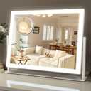 Lighted Makeup Mirror, 16.3"x12.6" Hollywood Vanity Mirror with Lights, 10X Magnification, 3 Color Lighting Modes, Smart Touch Control, 360 Rotation for Bedroom or Tabletop (White)