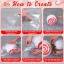 Tuanse 12 Pcs Candy Christmas Decorations Paper Lanterns DIY Ornaments Set with 8 Inch Paper Lanterns 6.6 ft Christmas Garland and Tools for Holiday Xmas Indoor Outdoor Decor(Red White Candy)