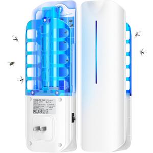 Flying Insect Trap Plug in Mosquito Bug Zapper Indoor Gnat Moth Catcher with 9W Night UV Light, 10 Sticky Glue Board Refills for Home Office White