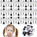 36 Pieces Hair Ties Balls Ponytail Holders Colorful Twin Bead Ponytail Balls 80s 90s Elastic Hair Accessories for Baby Kid(16 mm,Black, White, Clear)